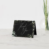 Whimsical Greenery Black en Gold Folded Bedankkaart (Voorkant)