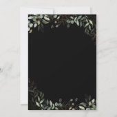 Whimsical Greenery Black en Gold Monogram Wedding Kaart (Achterkant)