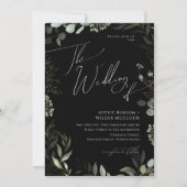 Whimsical Greenery Black en Gold The Wedding of Kaart (Voorkant)
