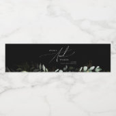 Whimsical Greenery Black en Gold | Waterfles Etiket (Enkel label)
