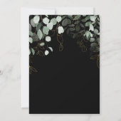 Whimsical Greenery Black en Gold Wedding Kaart (Achterkant)
