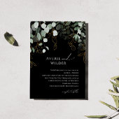 Whimsical Greenery Black en Gold Wedding Kaart