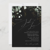 Whimsical Greenery Black Gold Just Love Wedding Kaart (Voorkant)