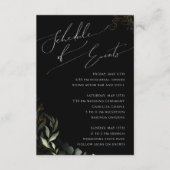 Whimsical Greenery Black & Gold Schedule of Events Informatiekaartje (Voorkant)