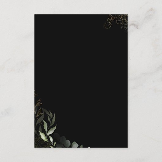 Whimsical Greenery Black & Gold Schedule of Events Informatiekaartje (Achterkant)