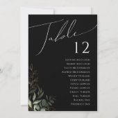 Whimsical Greenery Black & Gold Table Number Chart (Achterkant)