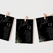 Whimsical Greenery Black & Gold Table Number Chart