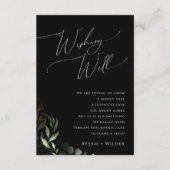 Whimsical Greenery Black Gold Wedding Wishing Well Informatiekaartje (Voorkant)