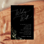 Whimsical Greenery Black Gold Wedding Wishing Well Informatiekaartje
