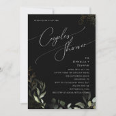 Whimsical Greenery en Gold | Black Couples Shower Kaart (Voorkant)
