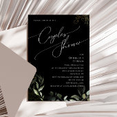 Whimsical Greenery en Gold | Black Couples Shower Kaart