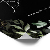 Whimsical Greenery en Gold Black Guest Book Sign Poster (Hoek)