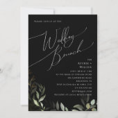 Whimsical Greenery en Gold | Black Wedding Brunch Kaart (Voorkant)