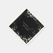 Whimsical Greenery en Gold Black Wedding Napkins Servet (Hoek)