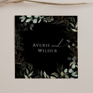 Whimsical Greenery en Gold Black Wedding Napkins Servet