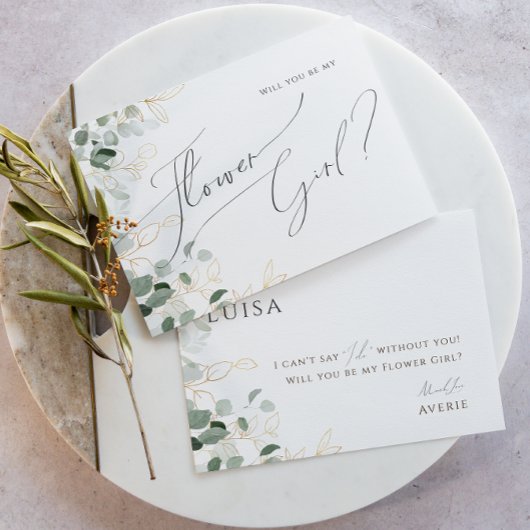 Whimsical Greenery en Gold | BLOEMENMEISJE KAART