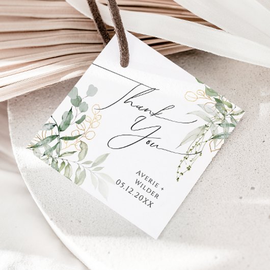 Whimsical Greenery en Gold | Dank u wel Bedankjes Labels