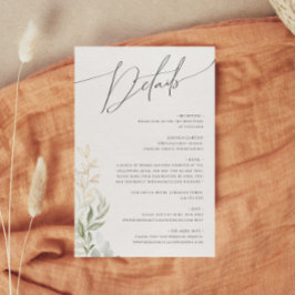 Whimsical Greenery en Gold Details Informatiekaartje