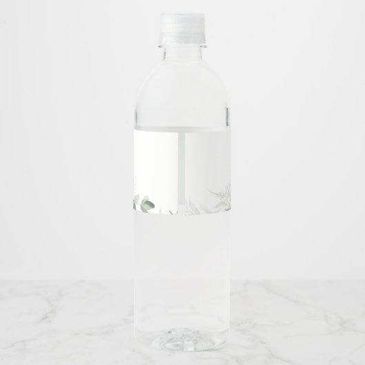 Whimsical Greenery en Gold | Etiket waterflesje (Achterkant)