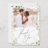 Whimsical Greenery en Gold Flat Photo Bedankkaart (Voorkant)