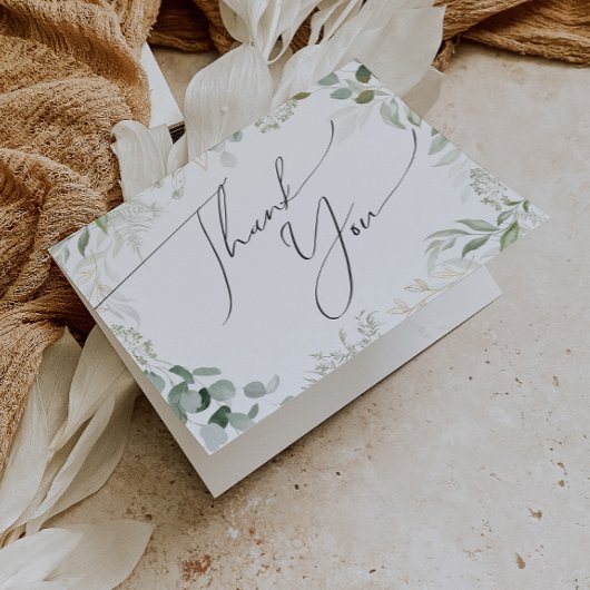 Whimsical Greenery en Gold Folded Hartelijk dank Bedankkaart