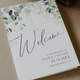 Whimsical Greenery en Gold | Folded Wedding Programma