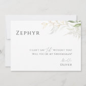 Whimsical Greenery en Gold | Groomsman Kaart (Achterkant)
