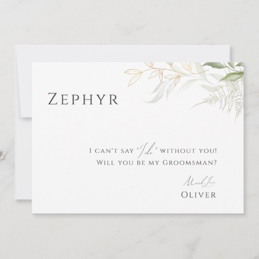 Whimsical Greenery en Gold | Groomsman Kaart (Achterkant)
