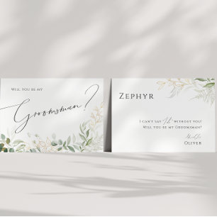 Whimsical Greenery en Gold   Groomsman Kaart