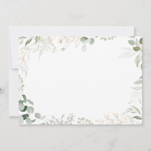 Whimsical Greenery en Gold Horizontal Save The Date (Achterkant)