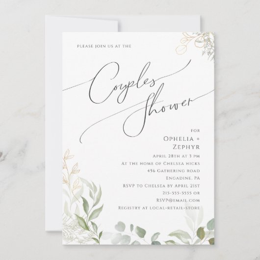 Whimsical Greenery en Gold | Kogelschoen Kaart (Voorkant)