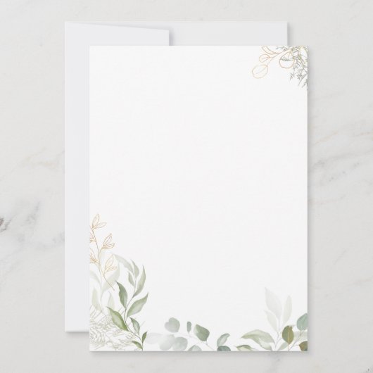 Whimsical Greenery en Gold | Kogelschoen Kaart (Achterkant)