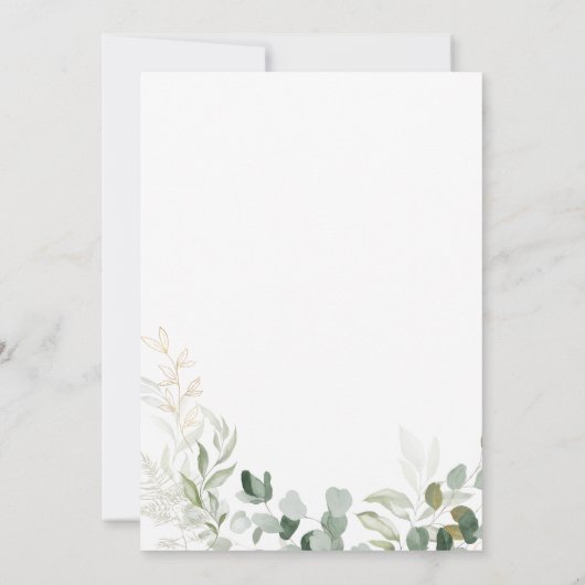 Whimsical Greenery en Gold | Laten we vieren Kaart (Achterkant)