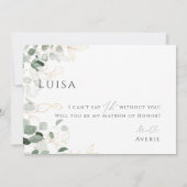 Whimsical Greenery en Gold | Matron of Honor Kaart (Achterkant)