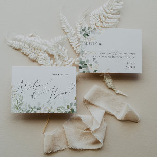 Whimsical Greenery en Gold Matron of Honor Kaart