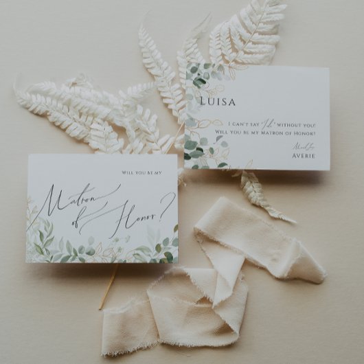 Whimsical Greenery en Gold | Matron of Honor Kaart