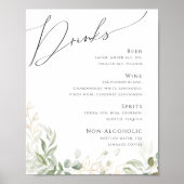 Whimsical Greenery en Gold | Menu Drinken bruiloft Poster (Voorkant)