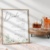 Whimsical Greenery en Gold | Menu Drinken bruiloft Poster