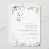 Whimsical Greenery en Gold Monogram Wedding Kaart (Voorkant)