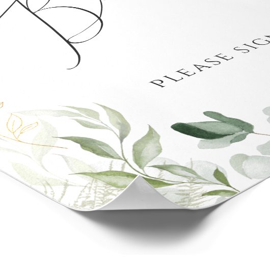 Whimsical Greenery en Gold | Ondertekening van het Poster (Hoek)