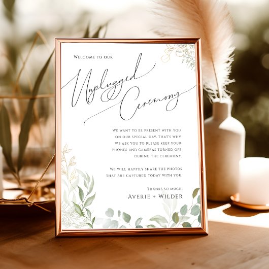 Whimsical Greenery en Gold | Ontgrendelde Ceremoni Poster