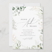 Whimsical Greenery en Gold Photo Casual Wedding Kaart (Voorkant)