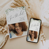 Whimsical Greenery en Gold Photo Save the Date