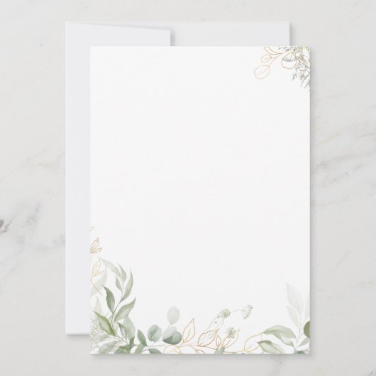 Whimsical Greenery en Gold | repetitief diner Kaart (Achterkant)