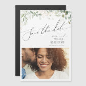 Whimsical Greenery en Gold Save the Date Magnetische Uitnodiging (Voorkant / Achterkant)