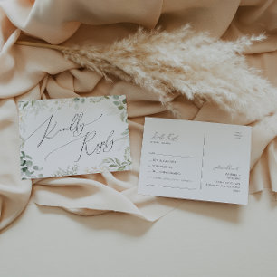 Whimsical Greenery en Gold Song Request RSVP Briefkaart