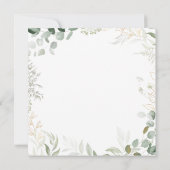 Whimsical Greenery en Gold Square Wedding Kaart (Achterkant)
