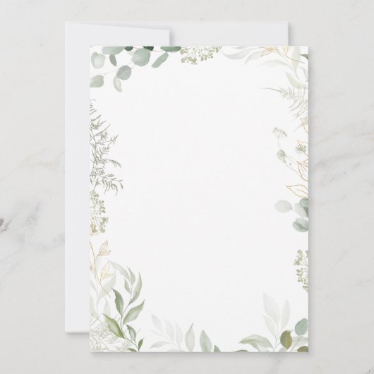 Whimsical Greenery en Gold The Wedding of Kaart (Achterkant)