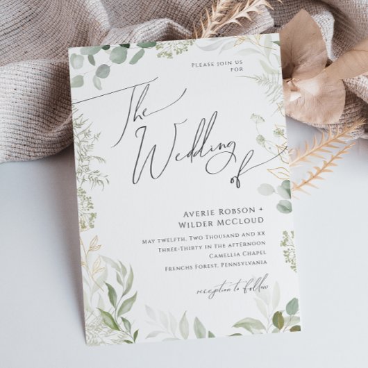 Whimsical Greenery en Gold The Wedding of Kaart