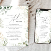 Whimsical Greenery en Gold Traditional Wedding Kaart